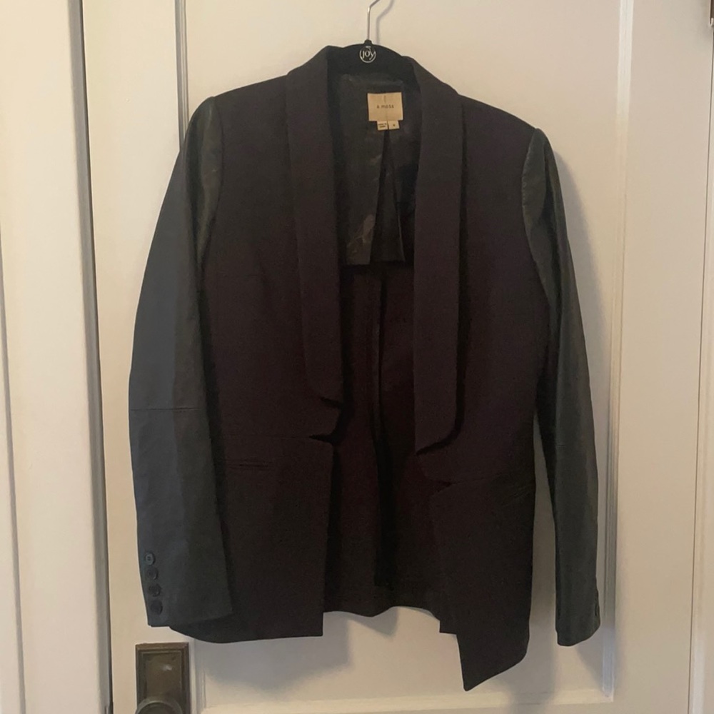 Black blazer with leather sleeves